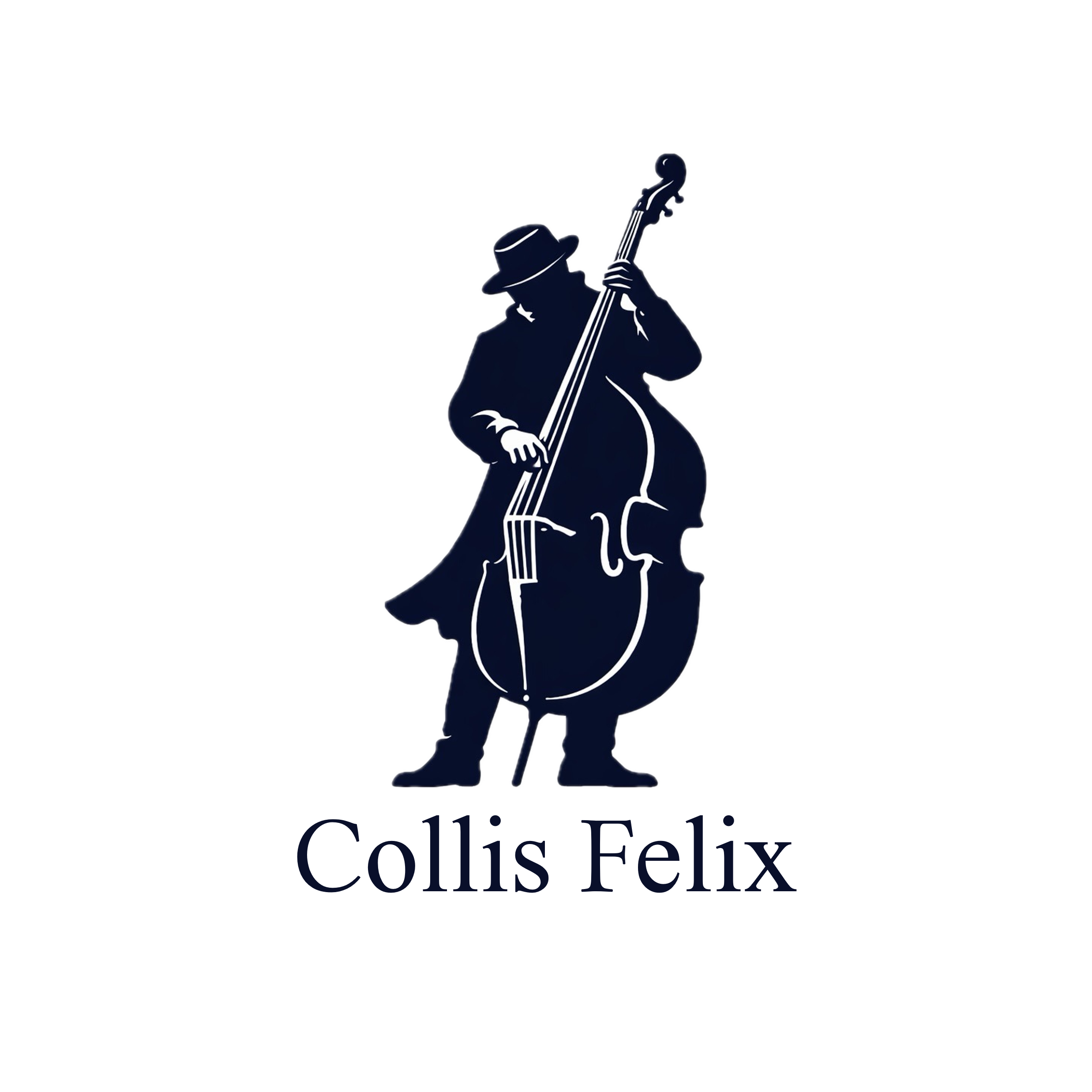 コントラバスを弾く人物シルエットをあしらったCollis Felix（コリス フィリックス）のブランドロゴ