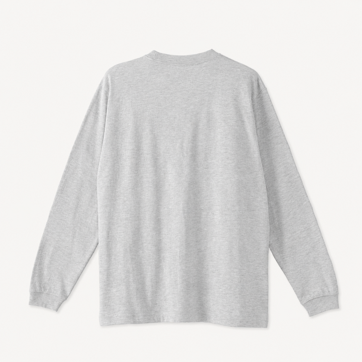 Collis FelixのグレーのロングスリーブTシャツを背面から撮影した商品画像。ロゴやプリントのないシンプルなデザイン。