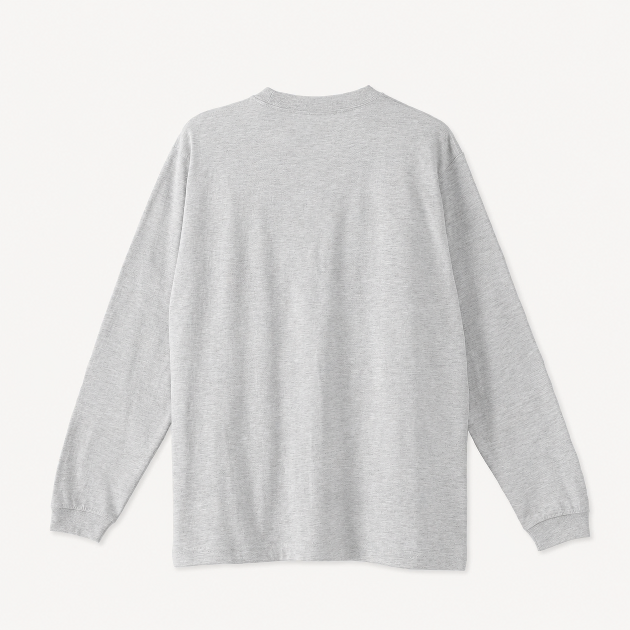 Collis FelixのグレーのロングスリーブTシャツを背面から撮影した商品画像。ロゴやプリントのないシンプルなデザイン。